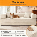 200 cm 3 Seater Sofa Bed with Foam & Springs for Living Room, White