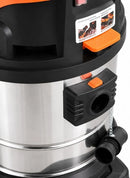 Aspirador Industrial Profesional Swift TB319 60L-2B. Aspirador Potente seco y húmedo. 2 Motores de 1200W (2400W). Depósito de 60 litros de Capacidad de Acero Inoxidable.