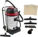 Aspiradora Industrial en Seco y Húmedo de Acero Inoxidable de 80L,4 Accesorios+3 Bolsas GRATIS Aspirador para Limpieza Comercial 3000W Motor Triple,Filtro de Tela,Manguera 1.5m,Cable 9m,con/sin Bolsa