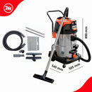 Aspirador Industrial Profesional Swift TB319 60L-2B. Aspirador Potente seco y húmedo. 2 Motores de 1200W (2400W). Depósito de 60 litros de Capacidad de Acero Inoxidable.