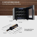 2026 Nevera para vino JINJUNYE, enfriador compacto para 12 botellas, mini bodega de mostrador con control de temperatura, nevera para vino independiente con puerta de vidrio para el hogar, oficina, bar, regalo para hombres