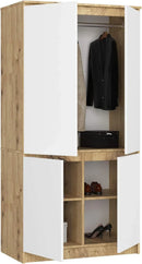 Armario AKORD S90 Roble Artisan 90 cm 4 puertas frente en color Blanco 90x51x180 cm
