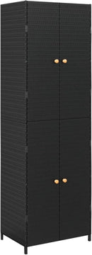 Armario de almacenaje de jardín ratán PE Negro arcones para Jardin Exterior 59x40x180 cm