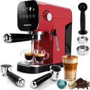 cafetera, rojo, Aigostar, Espresso 20 Bares para Cápsulas y Café Molido Inox,