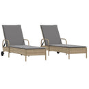 2 Uds Tumbona | Sillas Con Cojines Ratán Sintético Beige Cfw512621