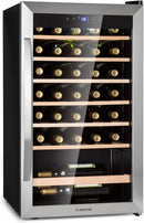 Klarstein Bodegas de vino independientes, 18°C, vidrio, 36 Botellas, Vinoteca Interior y Exterior con Puerta de Cristal, 4-18°C
