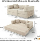 200 cm 3 Seater Sofa Bed with Foam & Springs for Living Room, White