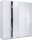 armario, 200 cm, blanco, Habitdesign, 200 cm (Alto) x 180 cm (Ancho) x 52 cm (Fondo), Ropero Grande 4 Puertas