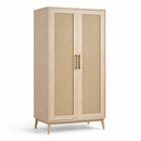 Armario de madera con puertas de ratán 180cm x 70cm x 50cm