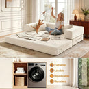 200 cm 3 Seater Sofa Bed with Foam & Springs for Living Room, White