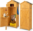 armario, 65 × 42 × 180,5 cm, plegable, con estantes, madera, para el jardín, RELAX4LIFE