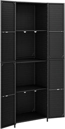 Armario de almacenaje de jardín ratán PE Negro arcones para Jardin Exterior 59x40x180 cm