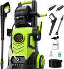 2026New Hidrolimpiadora 200 Bar Pantalla Táctil 8 Niveles, Caudal 280–500 l/h, Boquilla 6-in-1, 90 cm de Altura, 60 m²/h, con Manguera, Lanza y Depósito de Espuma 500 ml, Coche/Jardín/Hogar