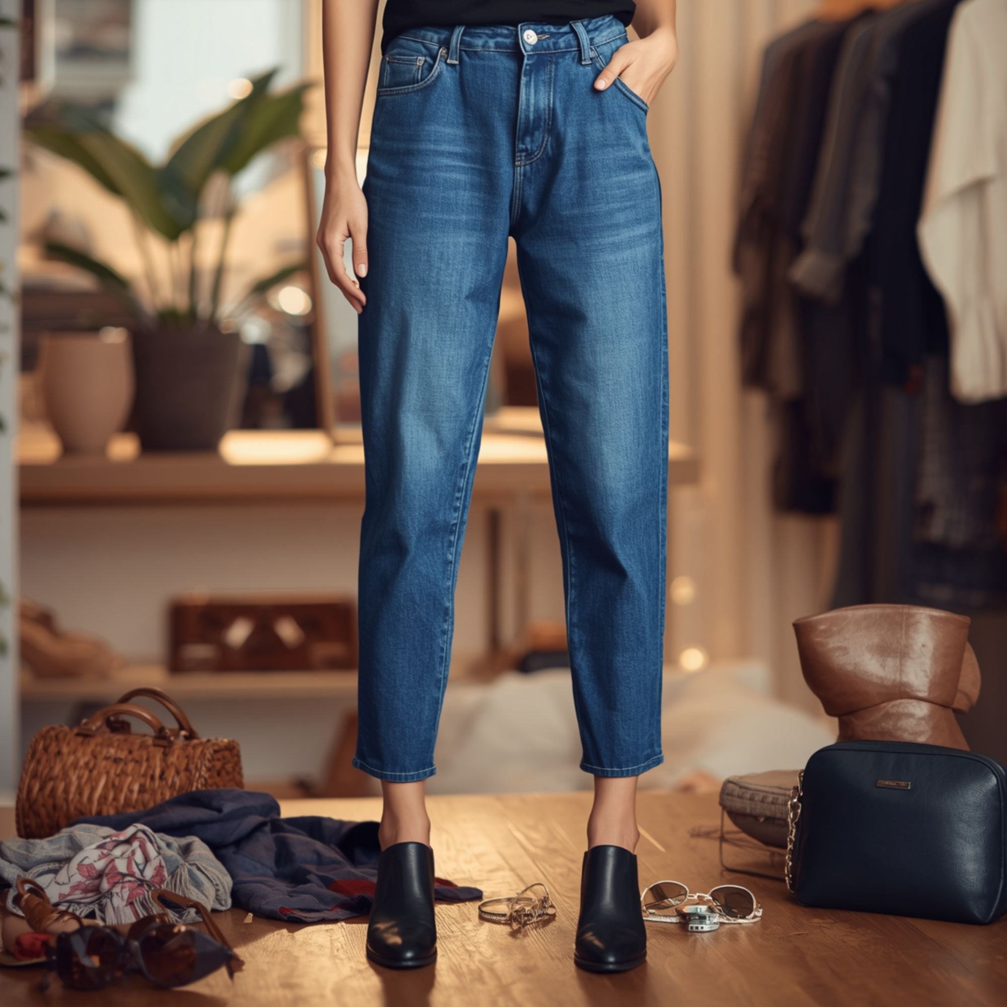 Women's Classic Tapered High Rise Denim Jeans