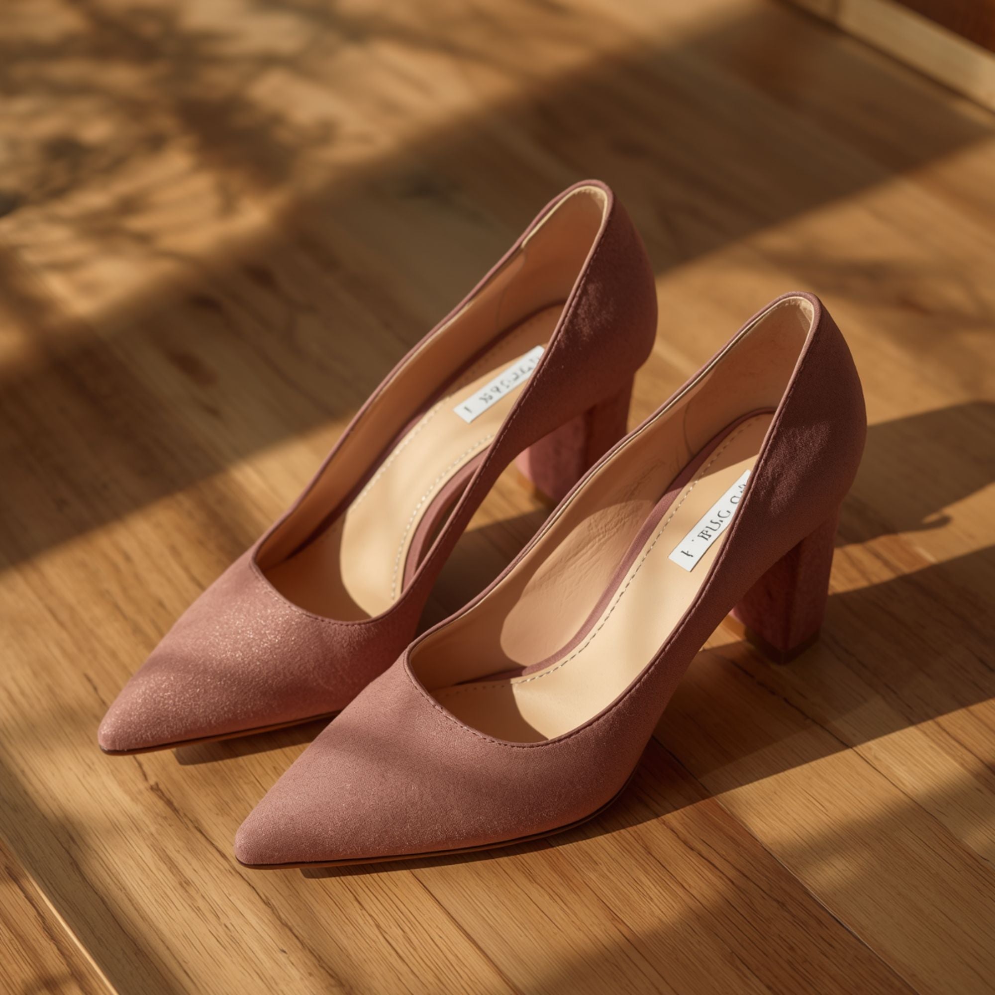 Women's Blush Block Heel Closed Toe Pumps
