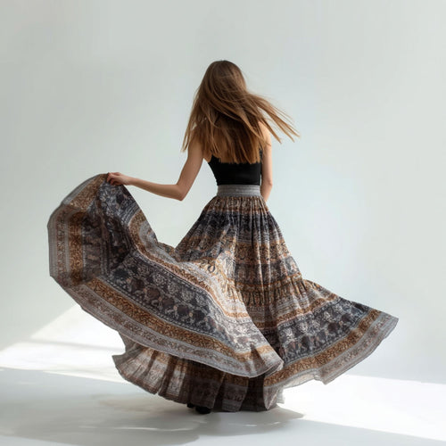Women's Bohemian Patterned Maxi Skirt