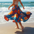 Women's Coastal Floral Flare Skirt