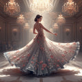 Women's Embroidered Floral Tulle Maxi Skirt