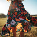 Women's Garden Floral A-Line Midi Skirt