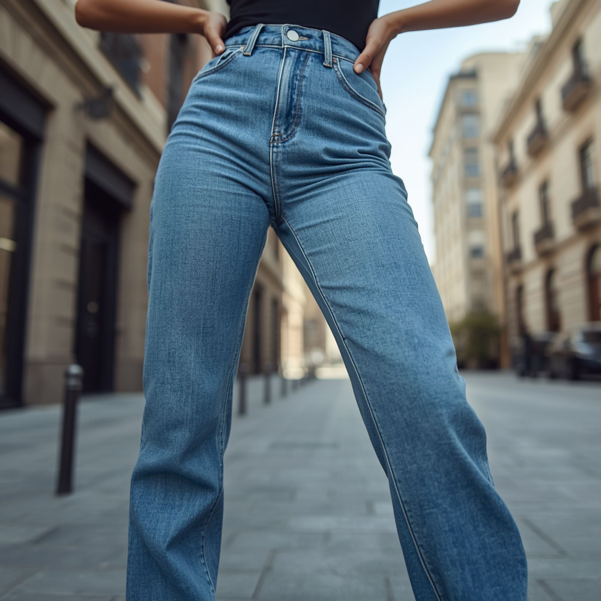 Women's Loose Fit Wide Leg Denim Pants – Light Wash