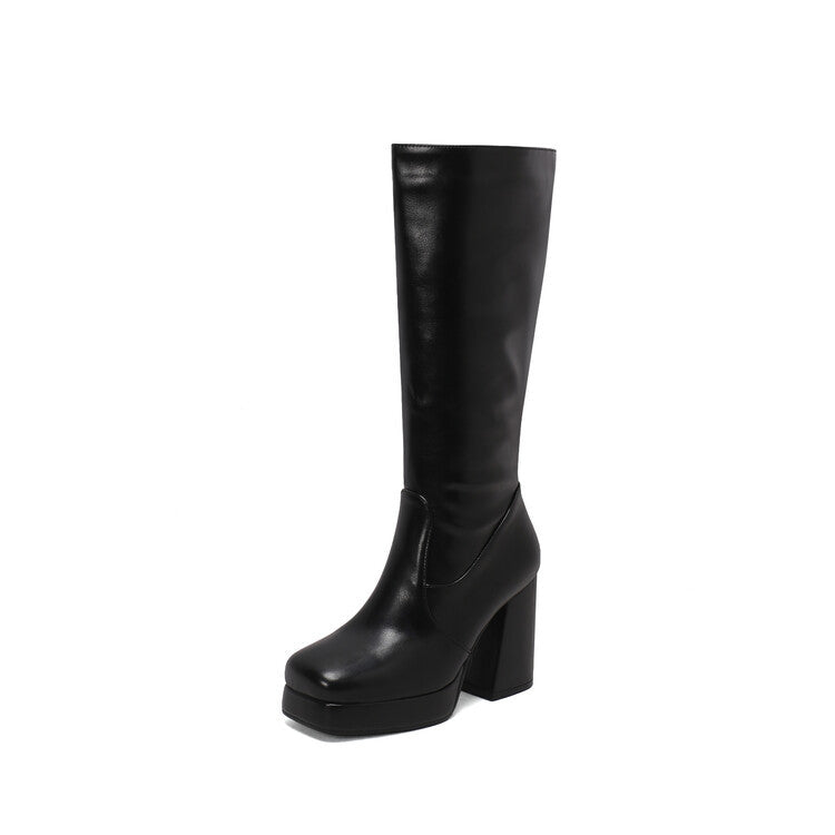 Black knee-high boot on a white background