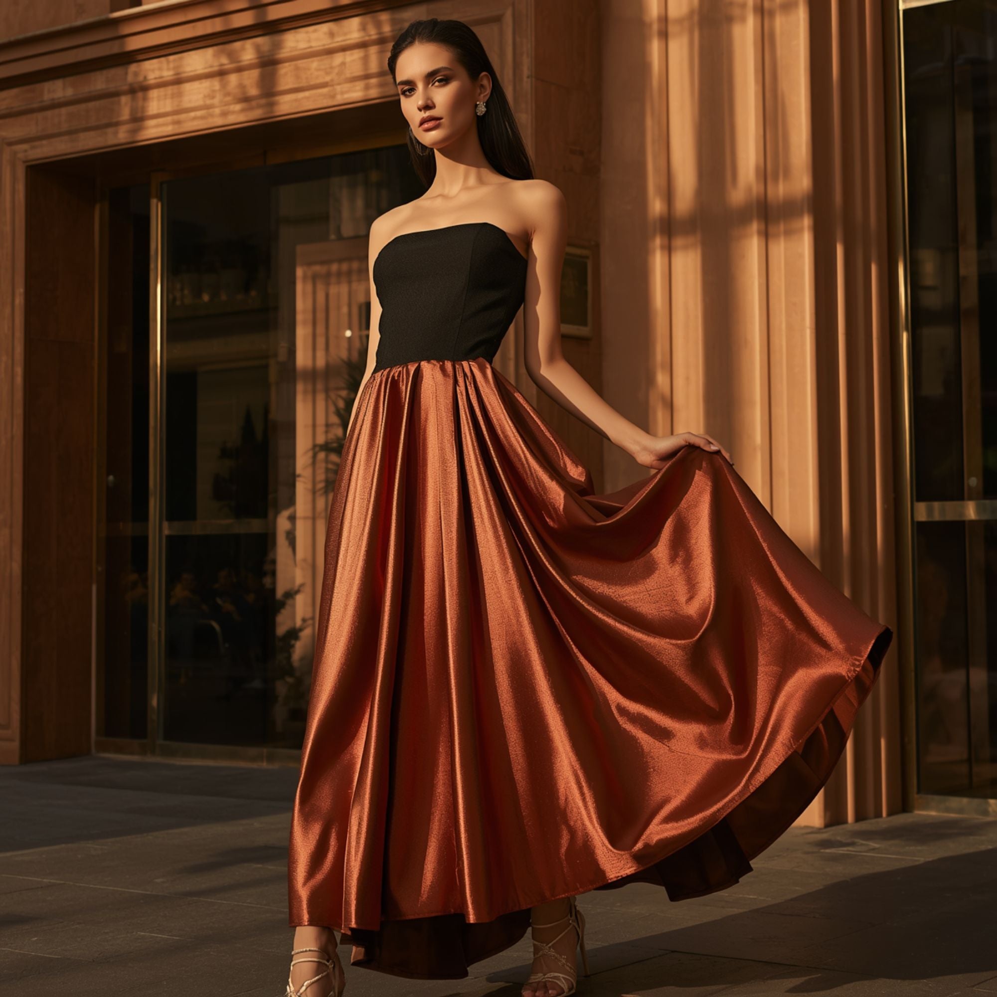 Women's Satin Finish Maxi Skirt