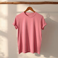 Women's Solid Pink Cotton T-Shirt – Casual Crew Neck Tee