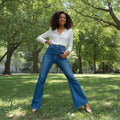 Women's Stretch High Waist Flare Jeans – Medium Blue