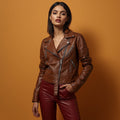 Women's Tailored Brown Leather Jacket