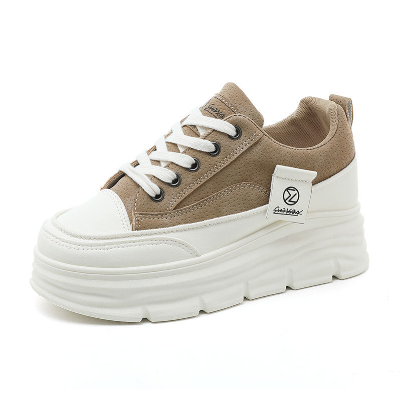 Women’s Thick Sole Casual Sneakers – Breathable Lace-Up Everyday Shoes