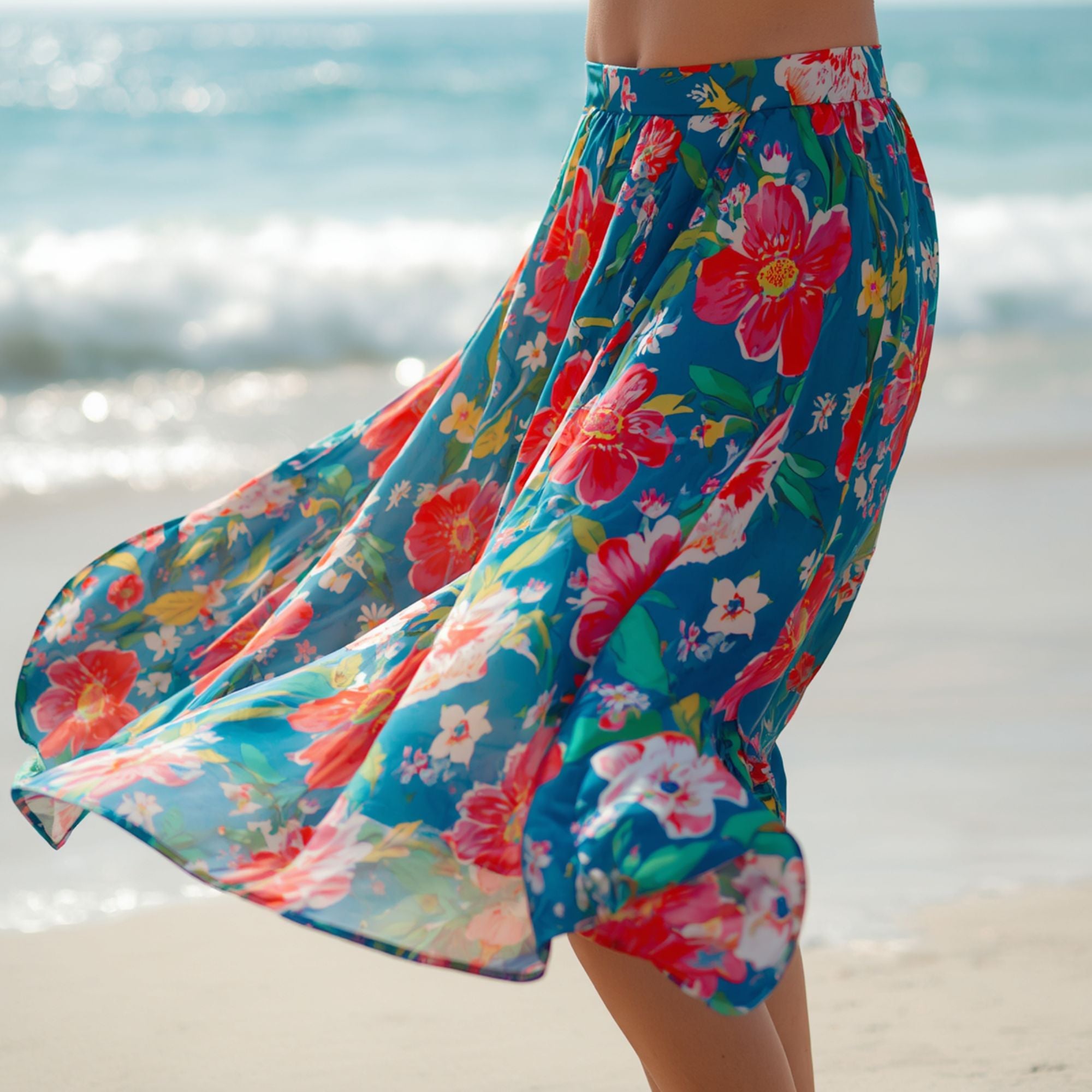 Women's Tropical Floral Beach Skirt