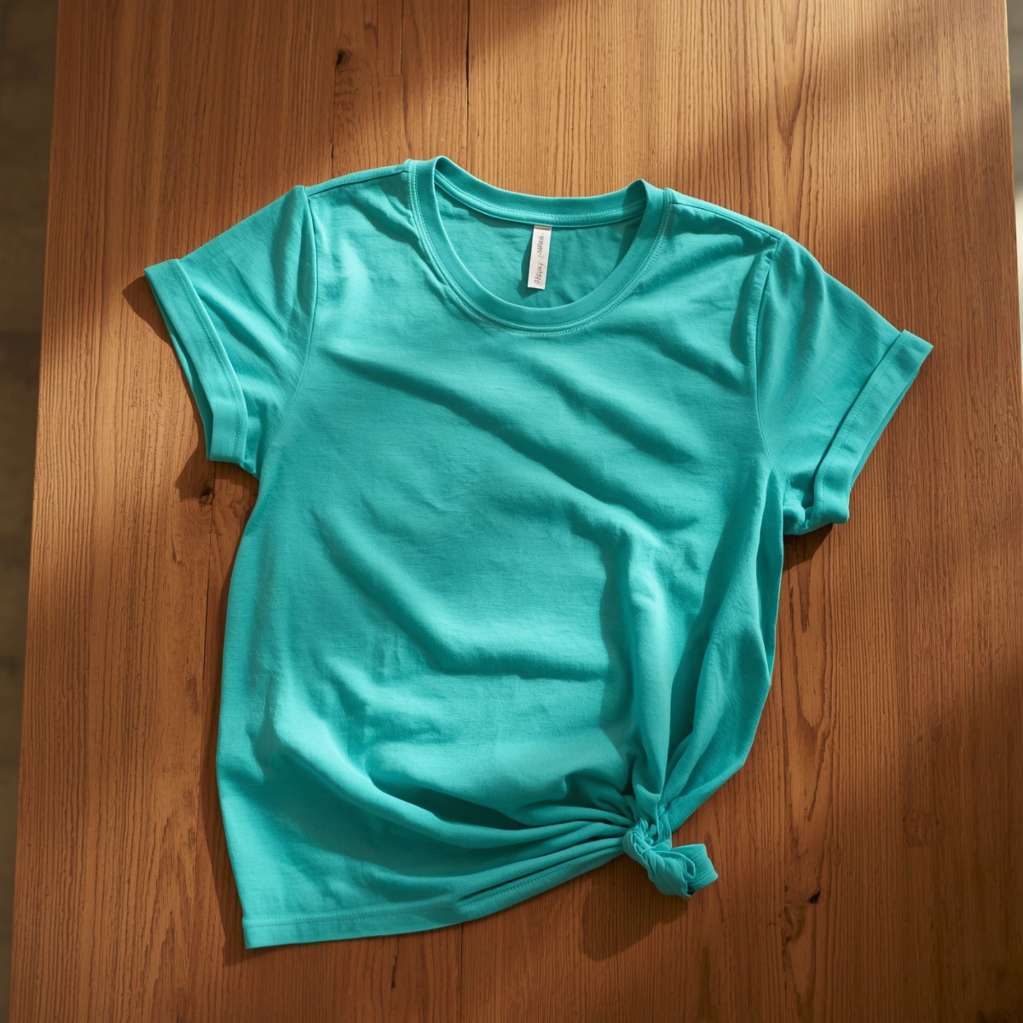 Women's Turquoise Cotton T-Shirt – Short Sleeve Casual Tee