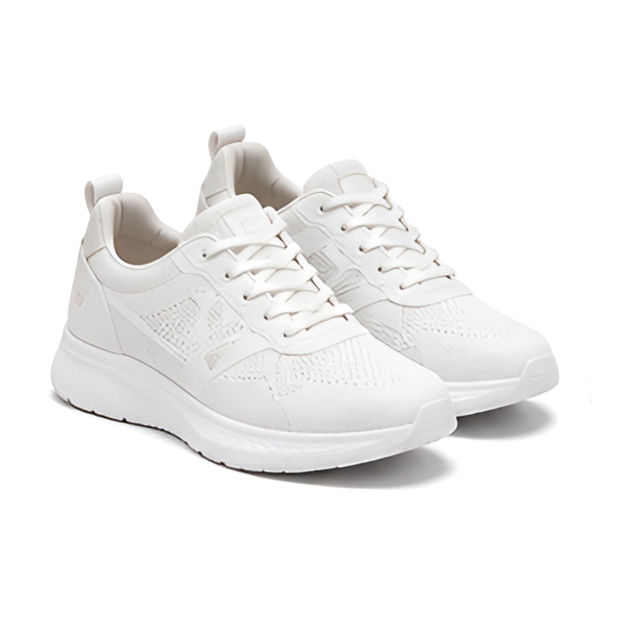 Women's White Knit Lace-Up Running Sneakers