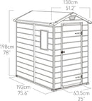 2026 Keter Manor 4X6 - Caseta de jardín, 130x192x198cm y 2,2m2, Suelo, Sistema de ventilación, Puerta y Ventana, Resistente al Agua, Color Gris