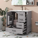 Armario de Baño Lcoho 76 x 46 x 83,5 cm con Lavabo, Lacado Completo, Estantería para Puerta, Tres Cajones Silenciosos, Lavabo de Cerámica Integrado (Gris)