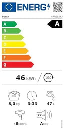 2026 Bosch WAN282K3, Serie 4, Lavadora de carga frontal, 8 kg, 1400 rpm, SpeedPerfect, máximo ahorro de energía y agua, función de añadir ropa, especialmente higiénica, AquaStop, IronAssist