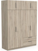 armario, 157,3 × 51,1 × 203 cm, con cajones, con estantes, gris, Demeyere, 8 Puertas, 5 estantes y 2 cajones, 3 x 51, 1 x 203 cm