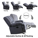 2026 Sillón mecedor sobredimensionado, sillón reclinable manual simple, sillón tapizado acolchonado, sillón mecedor para sala, asiento de teatro talla grande, gris
