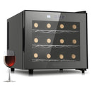 2026 Nevera para vino JINJUNYE, enfriador compacto para 12 botellas, mini bodega de mostrador con control de temperatura, nevera para vino independiente con puerta de vidrio para el hogar, oficina, bar, regalo para hombres