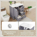 Armario de Baño Lcoho 76 x 46 x 83,5 cm con Lavabo, Lacado Completo, Estantería para Puerta, Tres Cajones Silenciosos, Lavabo de Cerámica Integrado (Gris)