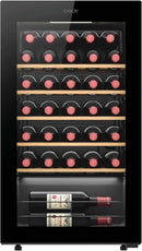 Bodegas de vino independientes CWC034, 85 × 47,5 × 45,6 cm, con iluminación LED, con estantes, negro, CANDY