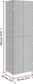 Armario de almacenaje de jardín ratán PE Negro arcones para Jardin Exterior 59x40x180 cm