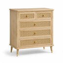 Cajonera de Madera y Ratán Natural con 5 Cajones