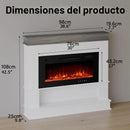 98CM Realistic Flame Effect Electric Fireplace Set and Remote Control with 12 Adjustable Flame Colors, 900W/1800W
