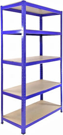 3 Estanterías Azules Metalicas T-Rax Sin Tornillos 90x45x180cm con 5 Estantes Baldas Repisas Capacidad Peso 280kg por Estante Almacenamiento Almacenaje Herramientas Taller Garaje + Mazo de Goma GRATIS