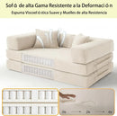 200 cm 3 Seater Sofa Bed with Foam & Springs for Living Room, White