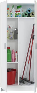 armario, 73 cm, con estantes, blanco, Habitdesign, Escobero 2 Puertas 3 Estantes, 180x73x37 (AltoxAnchoxFondo - en cm)